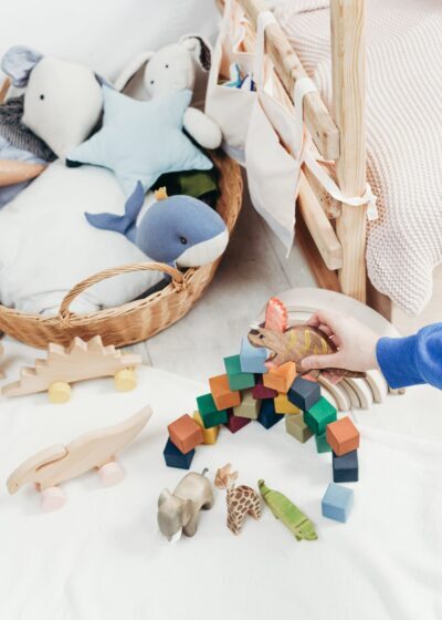 Cozy playroom featuring colorful wooden blocks and toys, enhancing creativity.